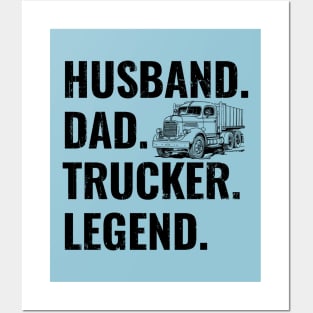 Husband Dad Trucker Legend Posters and Art